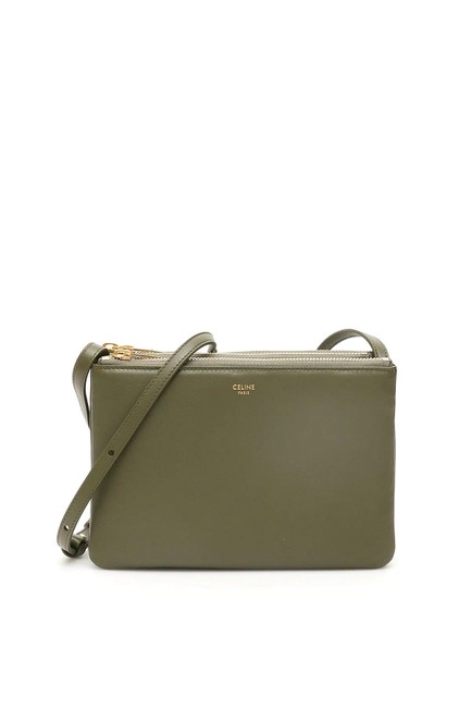 Celine Trio Cr Green Leather Shoulder Bag