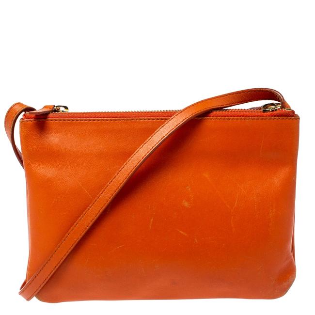 Celine Trio Orange Leather Shoulder Bag