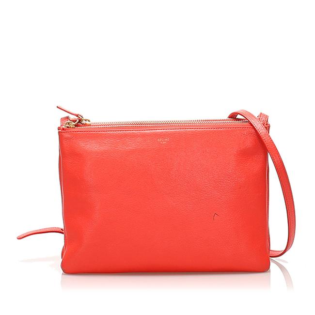 Celine Trio Red Leather Shoulder Bag