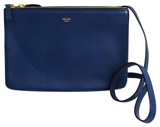 Celine Trio Small Womens Royal Blue Leather Shoulder Bag