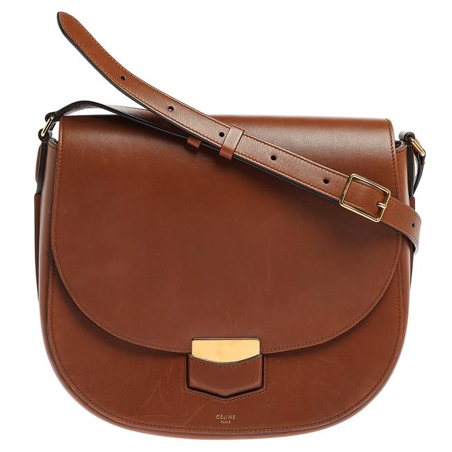 Celine Trotteur Brown Leather Medium Shoulder Bag