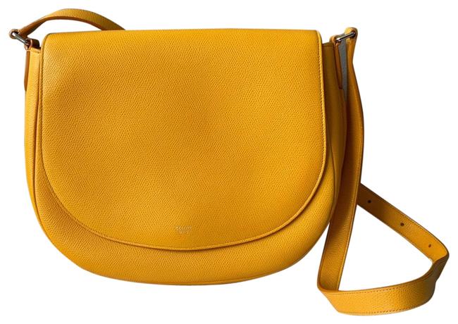 Celine Trotteur Grained Yellow Saffron Calfskin Leather Messenger Bag