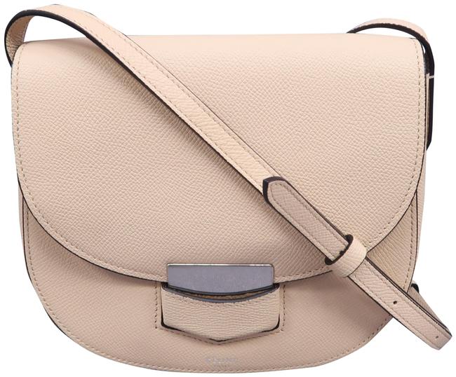 Celine Trotteur Small Beige Calfskin Leather Shoulder Bag