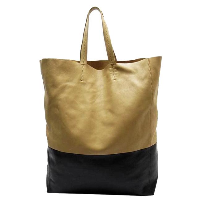 Celine Vertical Cabas Gold Leather Tote