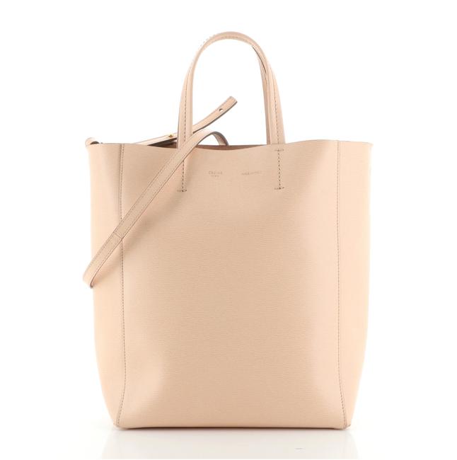 Celine Vertical Cabas Grained Calfskin Small Pink Leather Tote