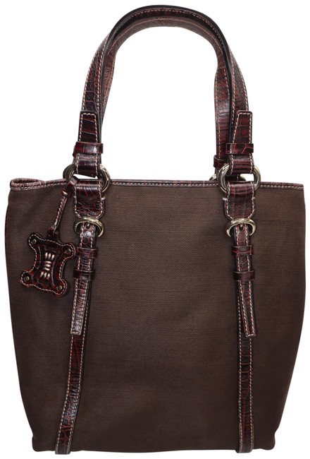Celine Vintage And Dark Brown Canvas Leather Tote