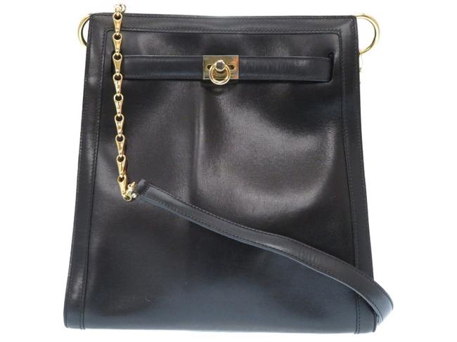 Celine Vintage Gold Hardware 0037celine Black Leather Shoulder Bag