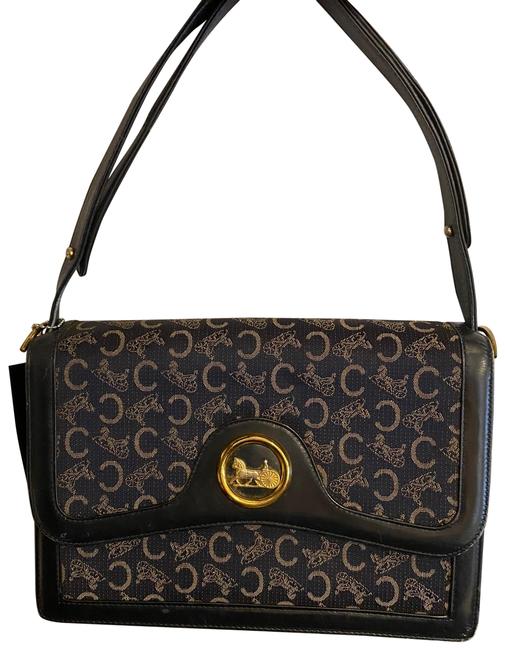 Celine W Handbag W Adjustable Straps Black and Blue Shoulder Bag