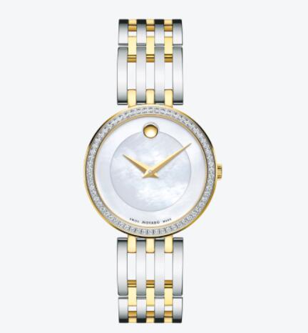 Movado Esperanza Women two toned Stainless Steel Watch with white Dial and Diamonds Replica 0607085