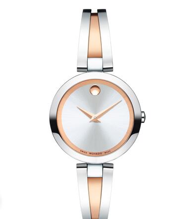 MOVADO Aleena stainless steel and rose gold PVD finished Stainless Steel Bangle Watch Replica Watch 0607151