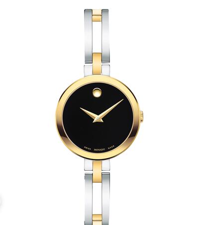 MOVADO Esperanza two tone stainless steel and gold case and bangle with black dial Replica Watch 0607472