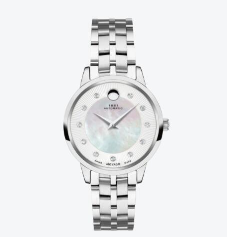 Replica Movado 1881 Automatic Stainless Steel Watch With Mother of Pearl Dial 0607486