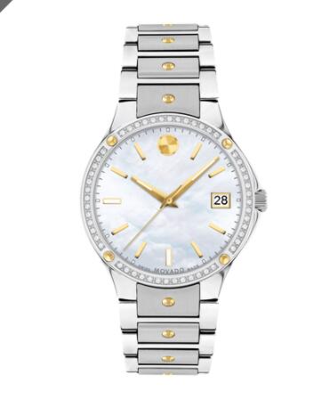 Movado Two Tone Stainless Steel Watch With Diamond Bezel Replica 0607517