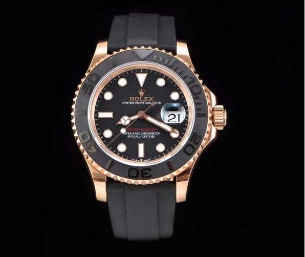 Rolex Yacht Master Black Luminous Dot Dial Oysterflex bracelet 116655 Replica Watch
