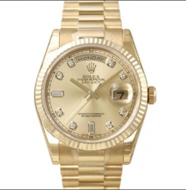 Rolex Daydate 118238A 83208 36mm Diameter 18k Gold Copy Watch
