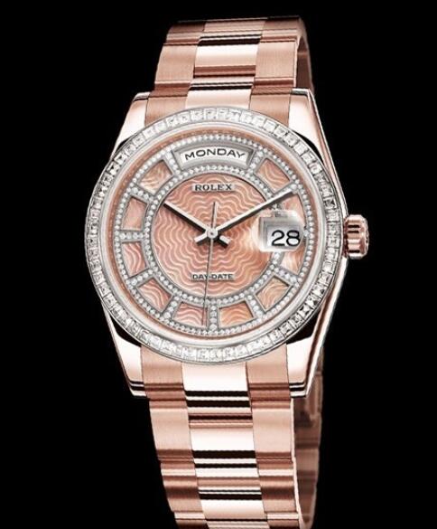 Replica Rolex Watch Rolex Day Date Sertie Oyster Perpetual 118395BR Everose God Diamonds Pink Mother of Pearl