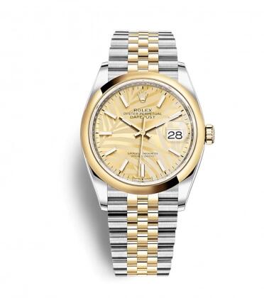 Rolex Datejust 36 Stainless SteelYellow GoldSmoothGolden PalmJubilee Replica Watch 126203 0037