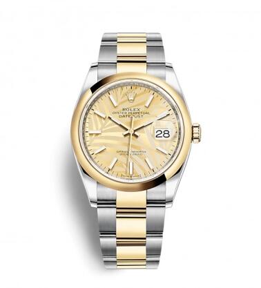 Rolex Datejust 36 Stainless SteelYellow GoldSmoothGolden PalmOyster Replica Watch 126203 0038
