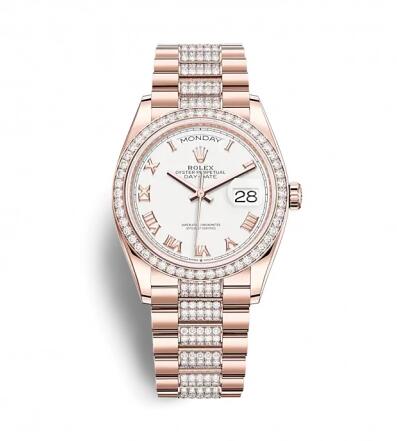 Rolex Day Date 36 Everose Gold Diamond White 