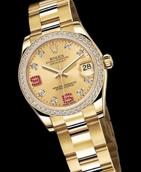 Replica Rolex Watches for Women Watch Rolex Datejust Lady 31 mm Oyster Perpetual 178288 73168 Yellow Gold Diamonds & Rubies