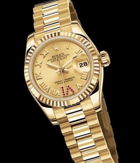 Replica Rolex Watches for Women Watch Rolex Lady Datejust Oyster Perpetual 179178 83138 Yellow Gold Rubies