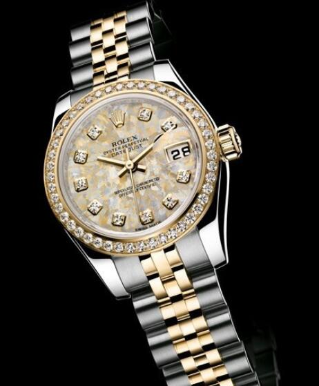 Replica Rolex Watches for Women Watch Rolex Lady Datejust Oyster Perpetual 179383 63133 Yellow Rolesor Gold Crystals dial with Rolex Jubile motif