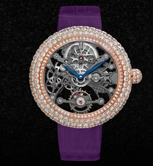 Jacob & Co Brilliant Skeleton Northern Lights Rose Gold Replica Watch 21043140RDAB3RD