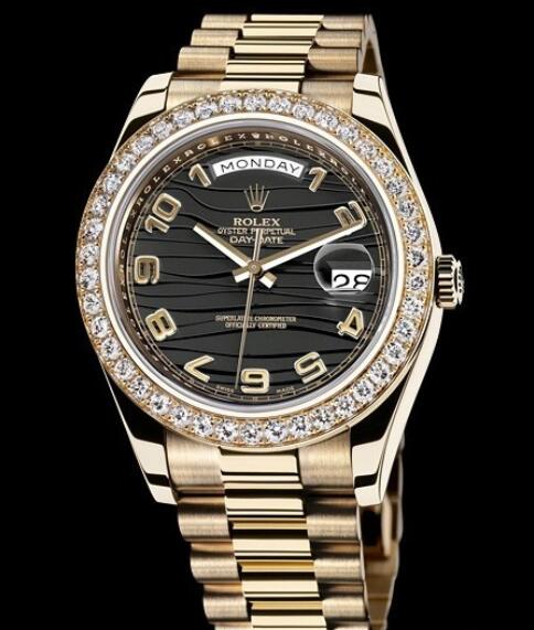 Rolex Replica Watch Oyster Perpetual Day Date II 21834883218 Yellow Gold Setted Bezel