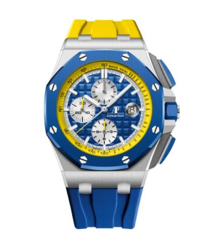 Replica Audemars Piguet Royal Oak Offshore 44 Stainless Steel Ceramic Blue & Yellow Watch 26400SOOOA057CA01