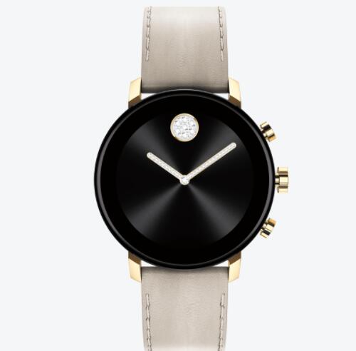 Replica Movado Connect 20 pale gold smart watch with grey leather strap 3660024