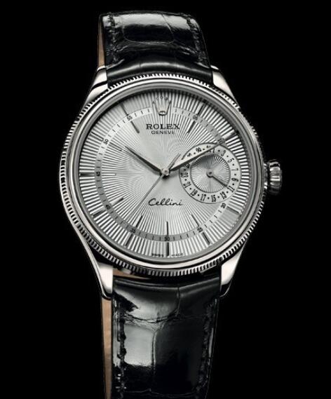 Rolex Cellini Watch Replica Cellini Date 50519 White Gold Silver Dial Alligator Strap