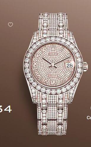 Rolex Pearlmaster 34 Watch Replica Everose gold with lugs set with diamonds 81405RBR 0001
