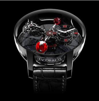 Jacob & Co Astronomia Tourbillon Black Ceramic & Red Movement AT10095KRSDB Replica Watch