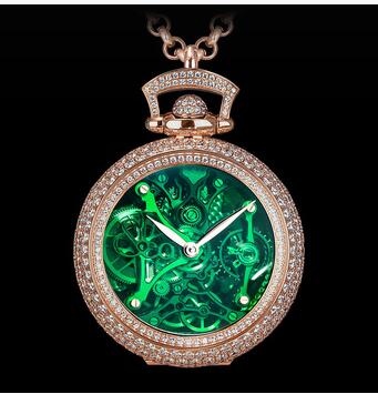 Replica Jacob & Co Brilliant Watch Pendant Northern Lights Pave Green Mineral Crystal Dial BS23140RDQGA