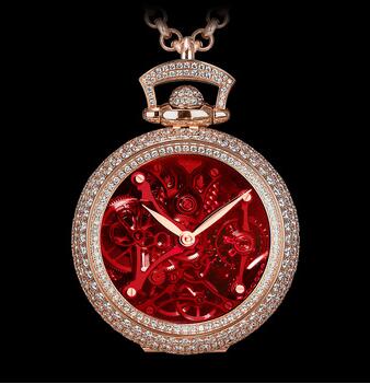 Replica Jacob & Co Brilliant Watch Pendant Northern Lights Pave Red Mineral Crystal Dial BS23140RDQRA