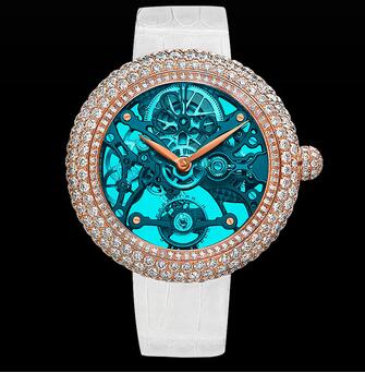 Jacob & Co Brilliant Skeleton Northern Lights Rose Gold Blue Replica Watch BS43140RDQBA