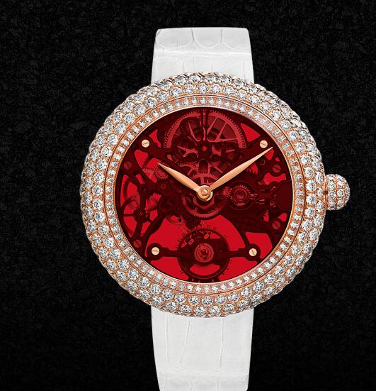 Jacob & Co Brilliant Skeleton Northern Lights Rose Gold Red Replica Watch BS43140RDQRA