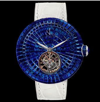 Jacob & Co Brilliant Flying Tourbillon Blue Sapphires Replica Watch BT54330BBBBA
