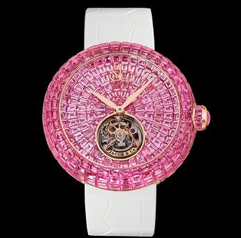 Jacob & Co Brilliant Flying Tourbillon Pink Sapphires Replica Watch BT54340IPIPB