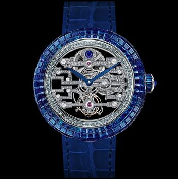 Jacob & Co Brilliant Art Deco Blue Sapphire Replica Watch BT54530BBBBA