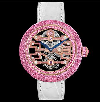Jacob & Co Brilliant Art Deco Pink Sapphire Replica Watch BT54540SPRBB