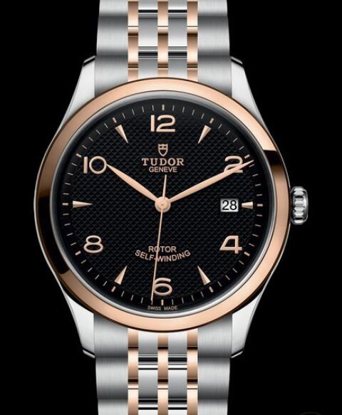 Replica Tudor Watch TUDOR 1926 en 39 mm M91551 0003 Steel Black Dial Steel Bracelet Pink Gold