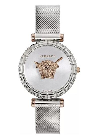 Cheap Versace Womens Swiss Palazzo Empire Greca Stainless Steel Mesh Bracelet Watch 37mm Replica