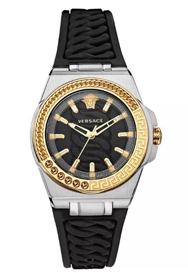 Cheap Versace Womens Swiss Chain Reaction Black Silicone Strap Watch 40mm Replica