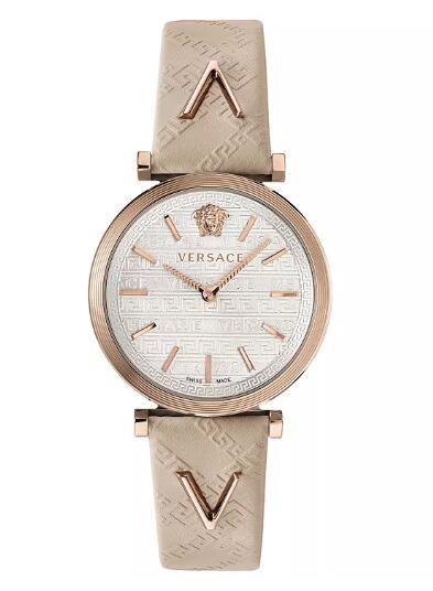 Cheap Versace Womens Swiss V Twist Ivory Leather Strap Watch 36mm Replica