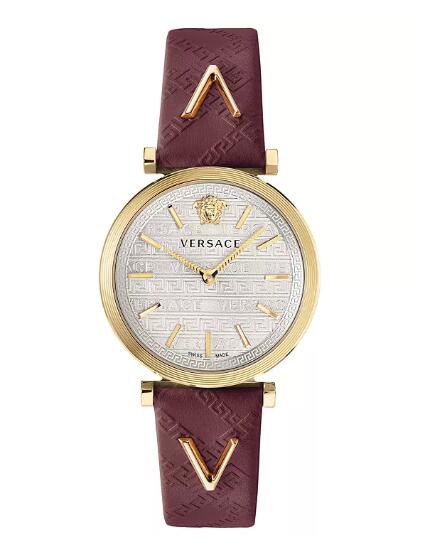 Cheap Versace Womens Swiss V Twist Burgundy Leather Strap Watch 36mm Replica