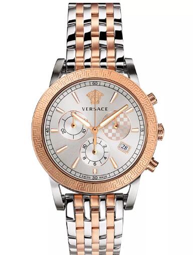 Cheap Versace Mens Swiss Chronograph Sport Tech Two Tone Stainless Steel Bracelet Watch 40mm Replica