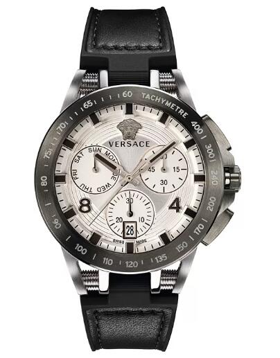 Cheap Versace Mens Swiss Chronograph Sport Tech Black Rubber Strap Watch 45mm Replica