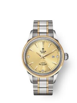 Buy Tudor Style Watch Review Replica 28 mm steel case Diamond set dial m12103 0004