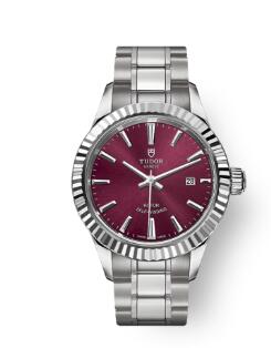 Buy Tudor Style Watch Review Replica 28 mm steel case Burgundy dial m12110 0015